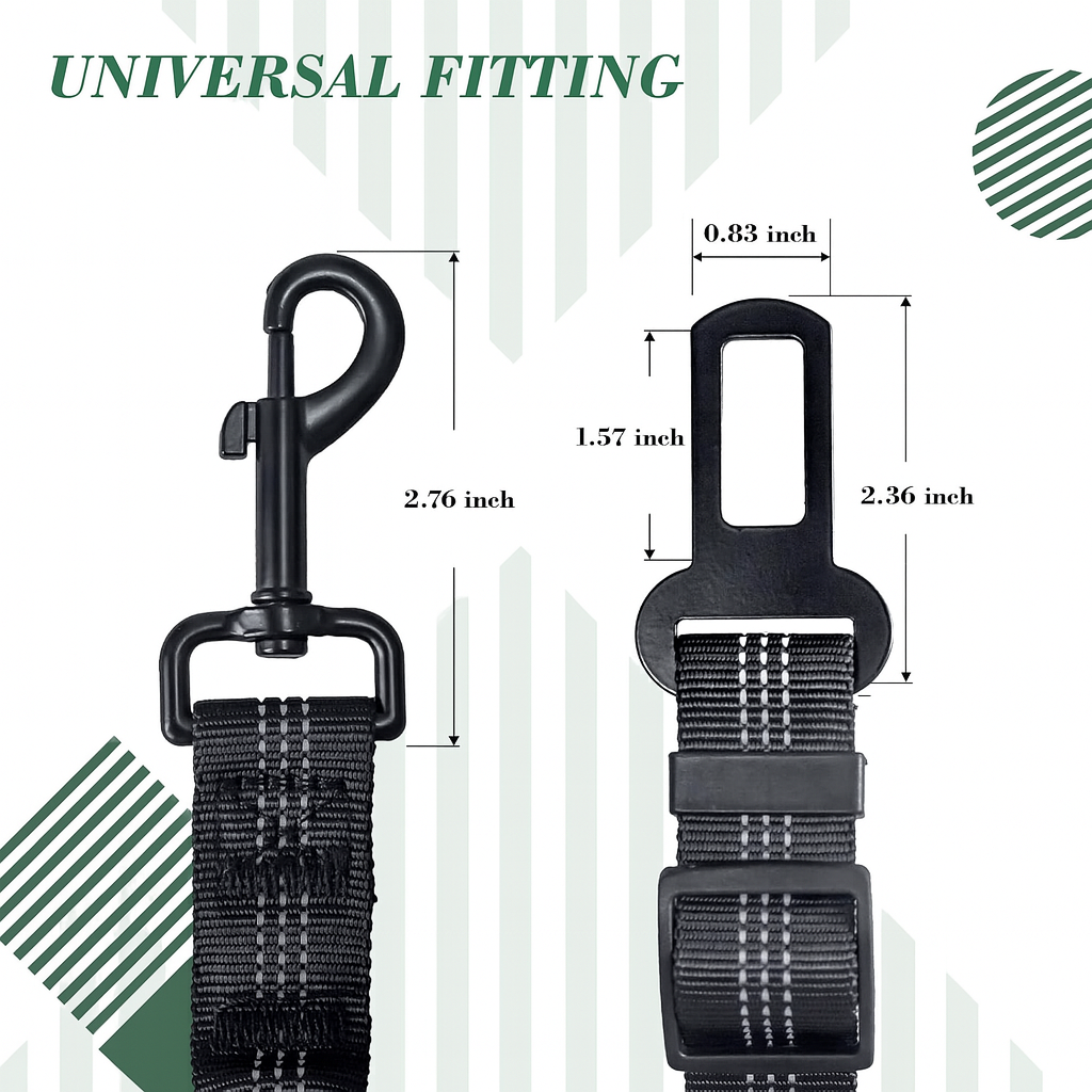 Safety Dog Seat Belts – Adjustable, Reflective & Bungee Buffer for Car Travel (2 Pack)