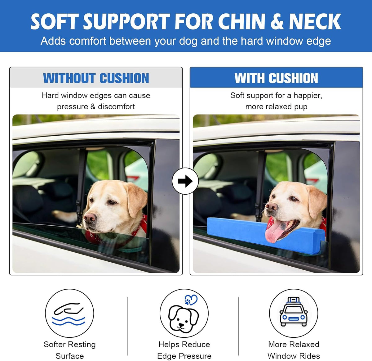 Dog Car Window Chin Rest, Pet Window Rest for Road Trips