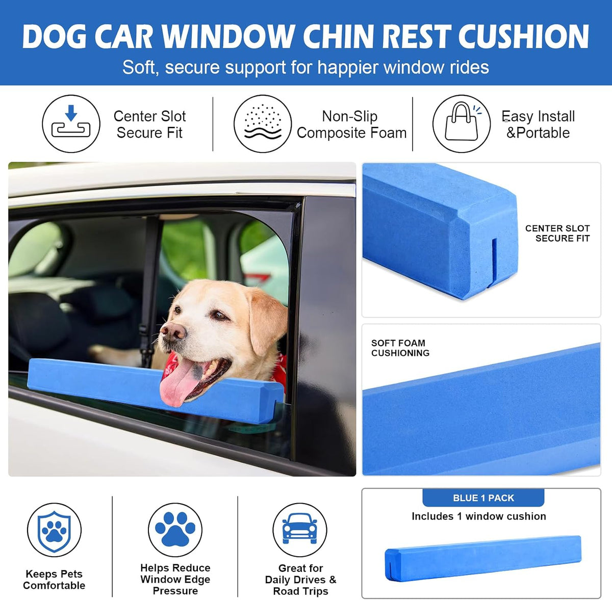 Dog Car Window Chin Rest, Pet Window Rest for Road Trips